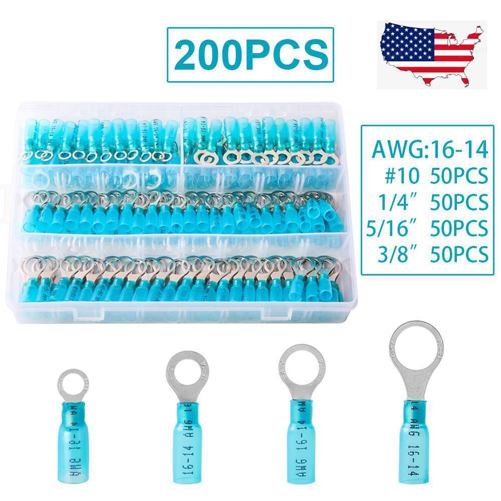 Wire Crimp Connectors Heat Shrink Ring Terminals Awage US Waterproof AWG 22-10