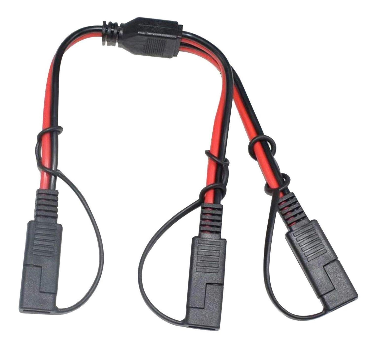 14AWG SAE DC Power Automotive Connector Cable Y Splitter 1 11.8 inches, Black