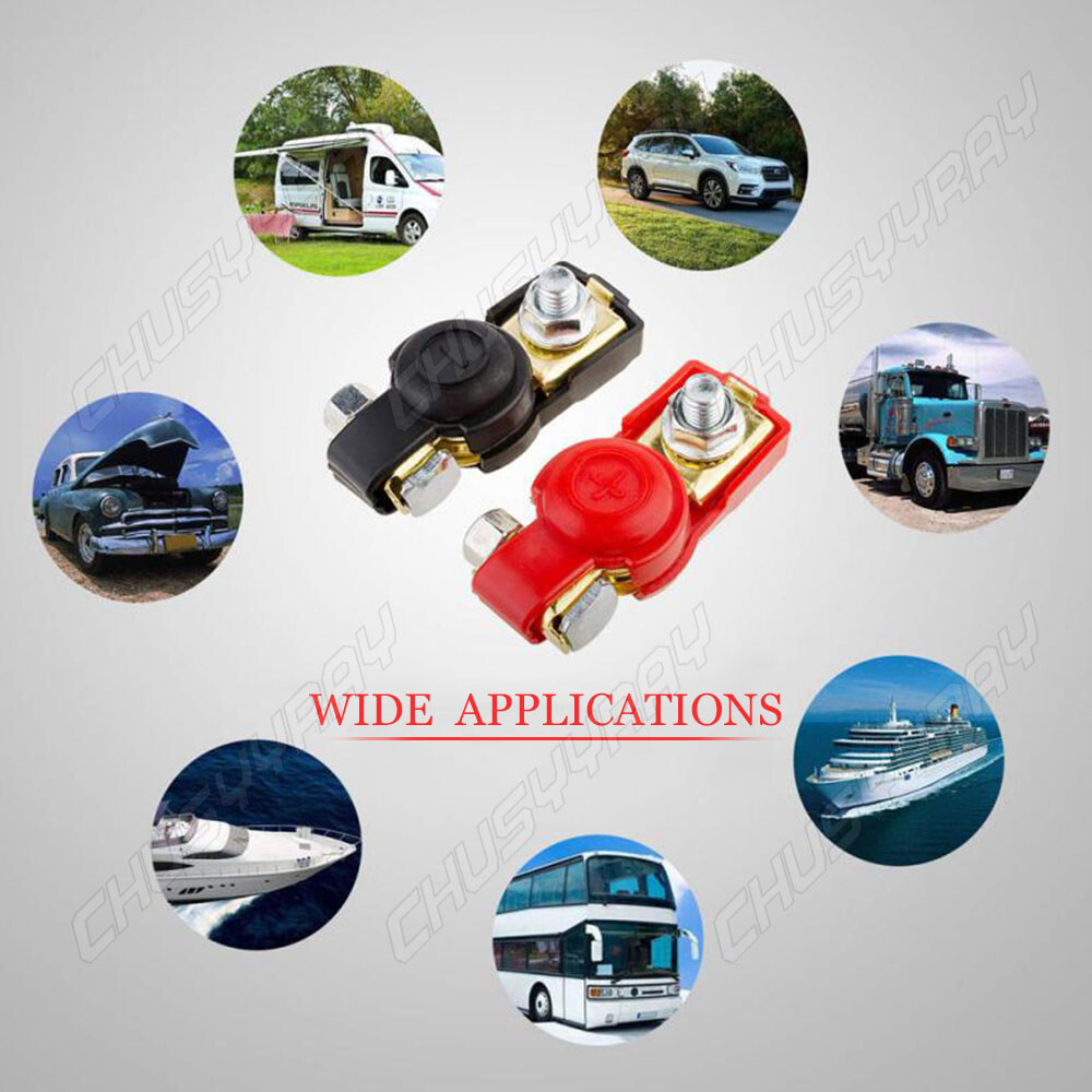 NEW Car Battery Terminal Connectors Clamp 2x Wire Lugs Cable Ends Copper Eyelet