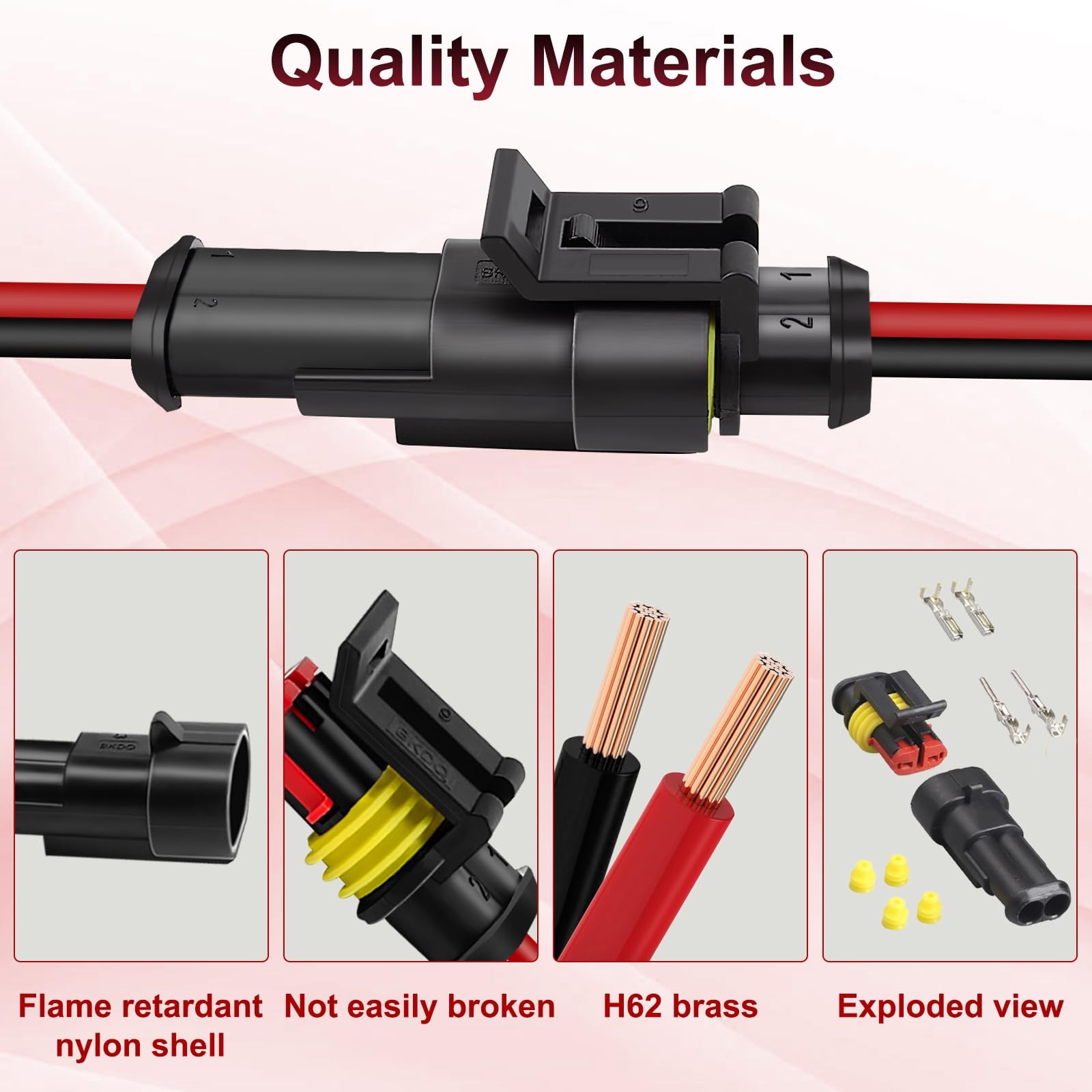 10Pcs Car Waterproof Electrical Connector, 2 Pin 16 10pack, 2pin