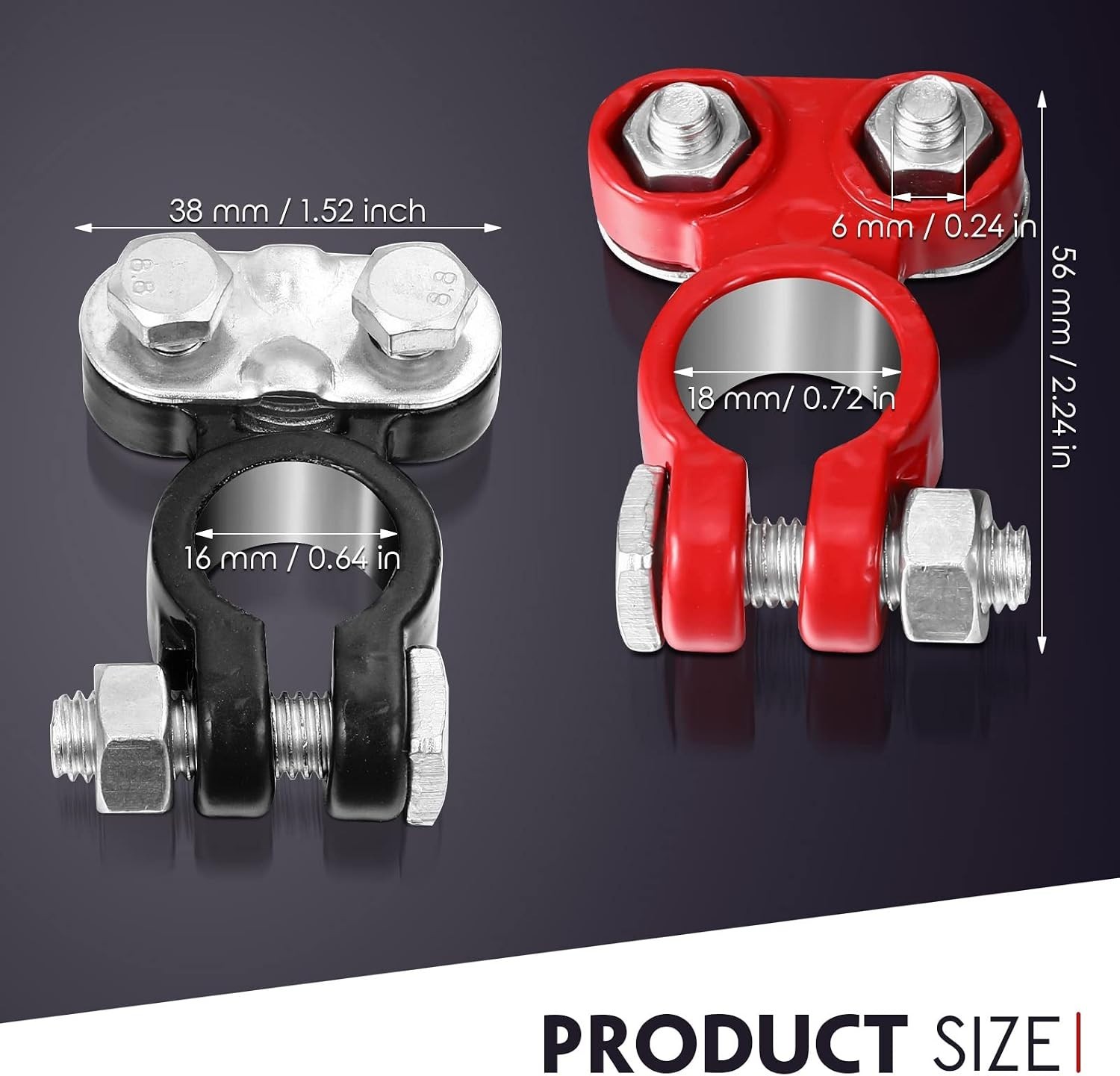 2 Pair Battery Connector Set with Anti-Corrosion Washers – Red & Black Cables