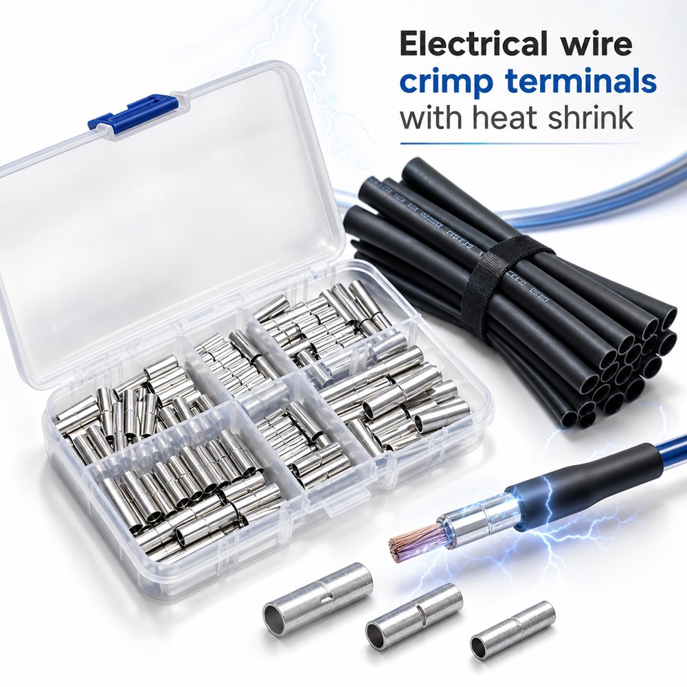 Electrical Crimp Connectors & Heat Shrink Tubing Set for DIY Wiring Projects
