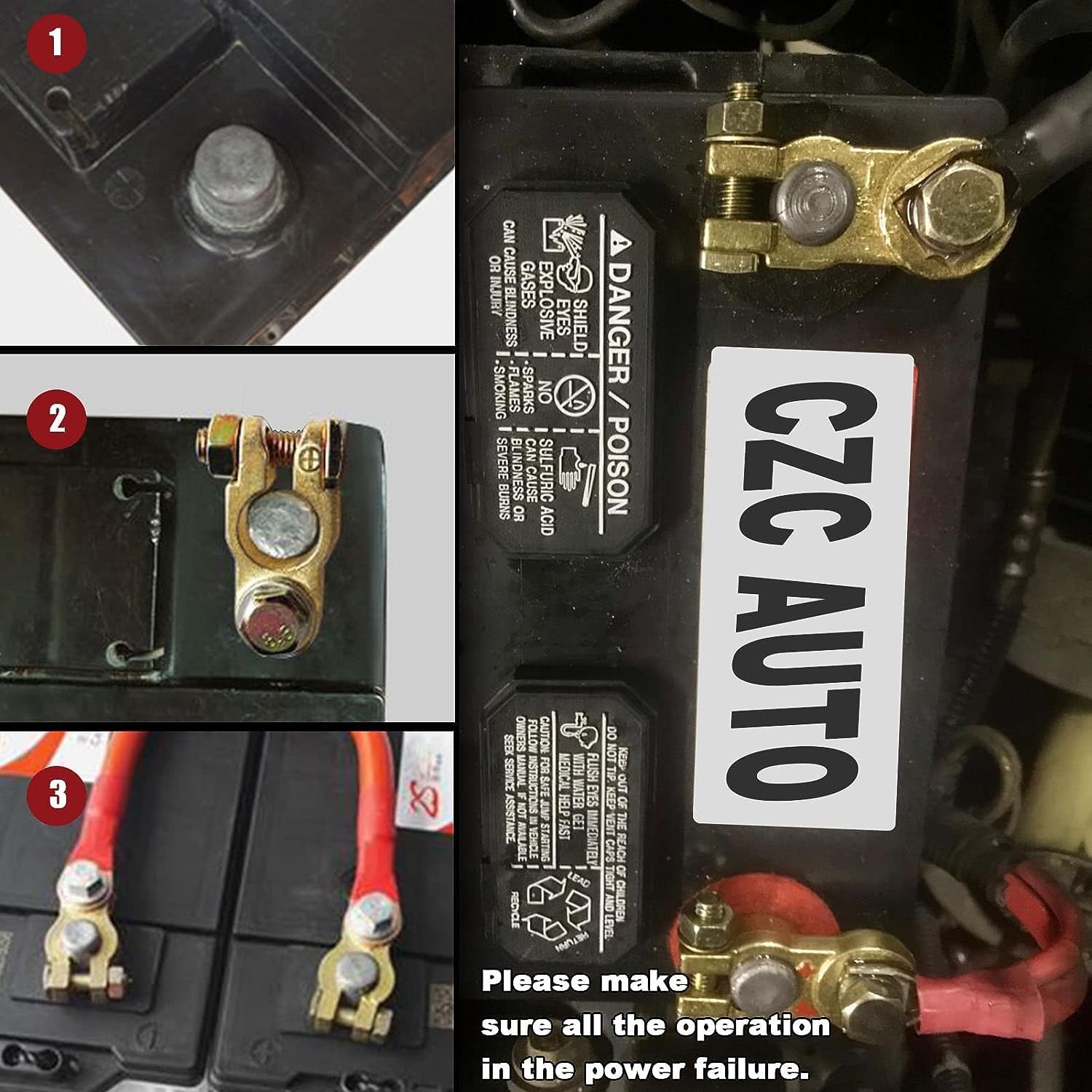 Universal Brass Battery Terminal Connectors, Top Post Clamp Set