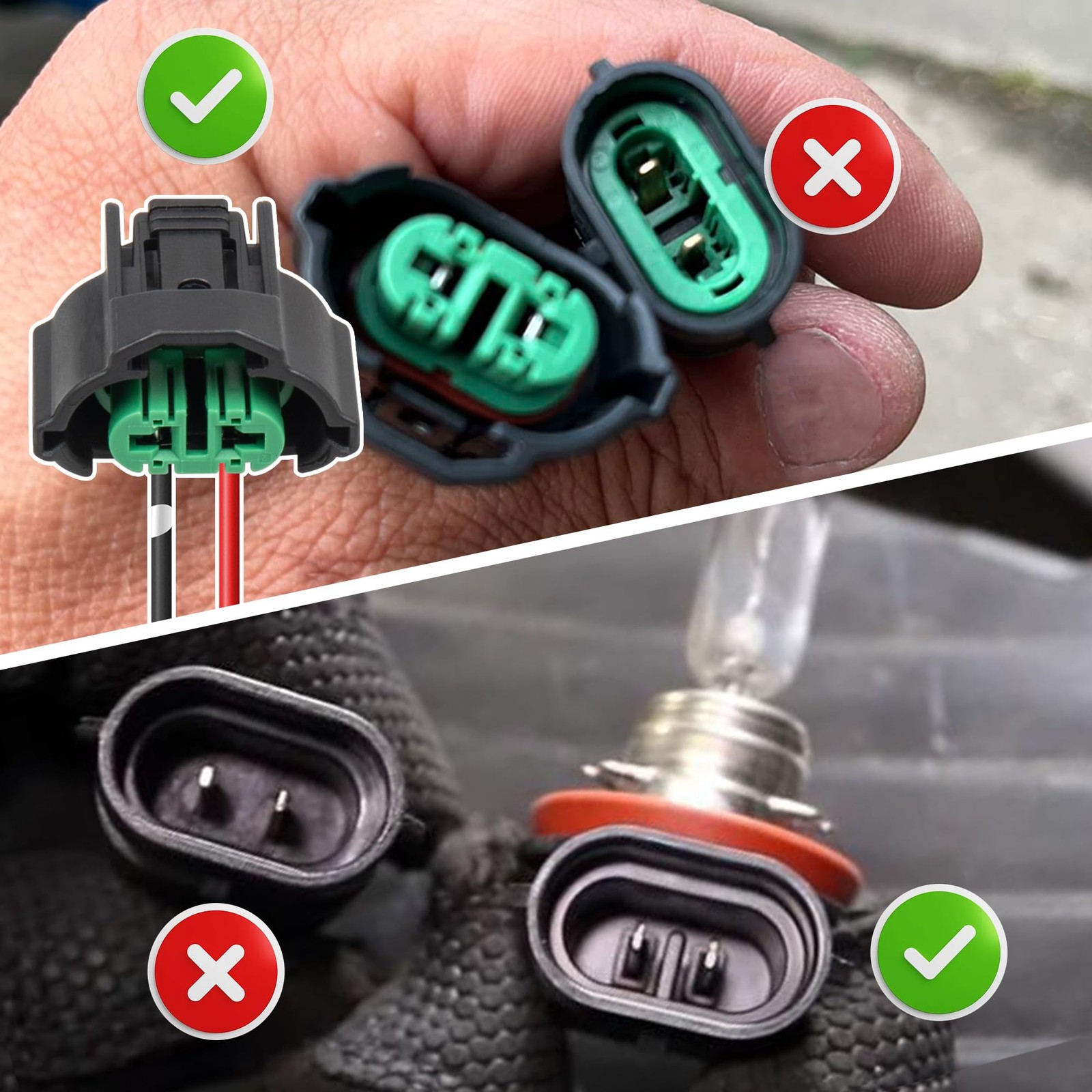 H8 H9 H11 880 881 Female Adapter Wire Connector Replace OEM Headlight Fog Light
