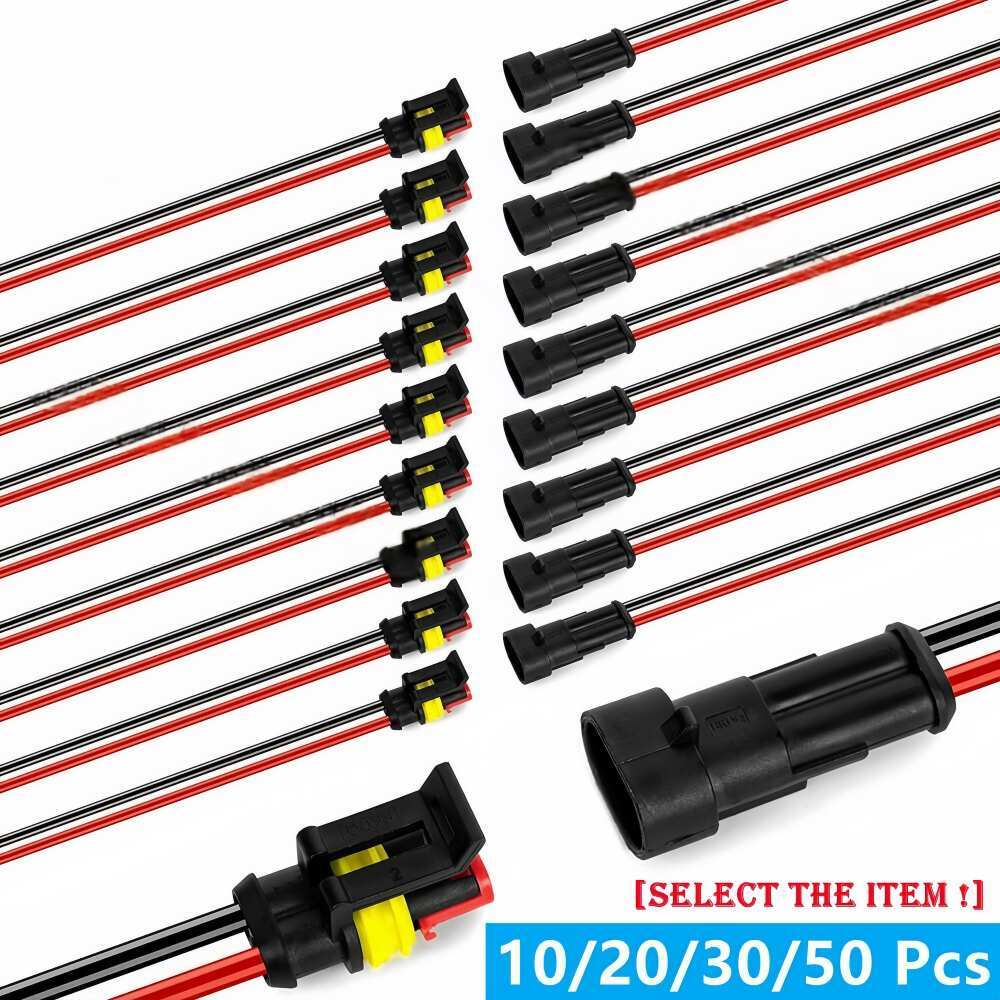 Lot 2Pin Waterproof Electrical Wire Cable Connector Male Female Way Plug Kit
