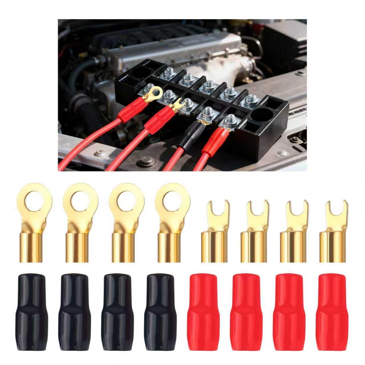 8PCS 4 Gauge Wire Connectors Fork & Round,Speaker Wire Connectors Strip Crimp…