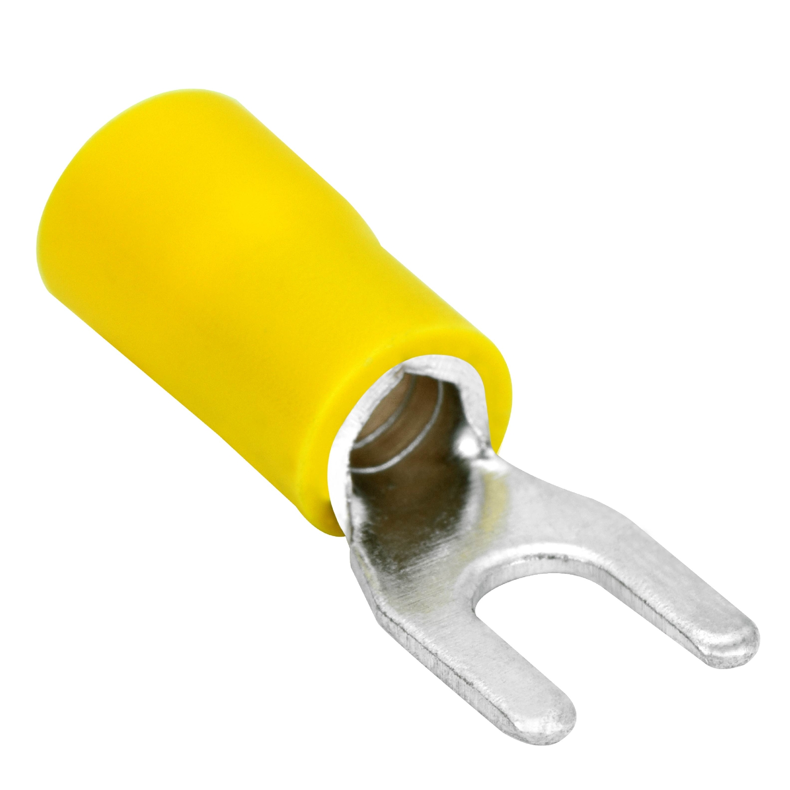 25 Spade Fork Terminal Connector Vinyl Yellow 12-10 GA AWG Gauge #8 Stud Speaker