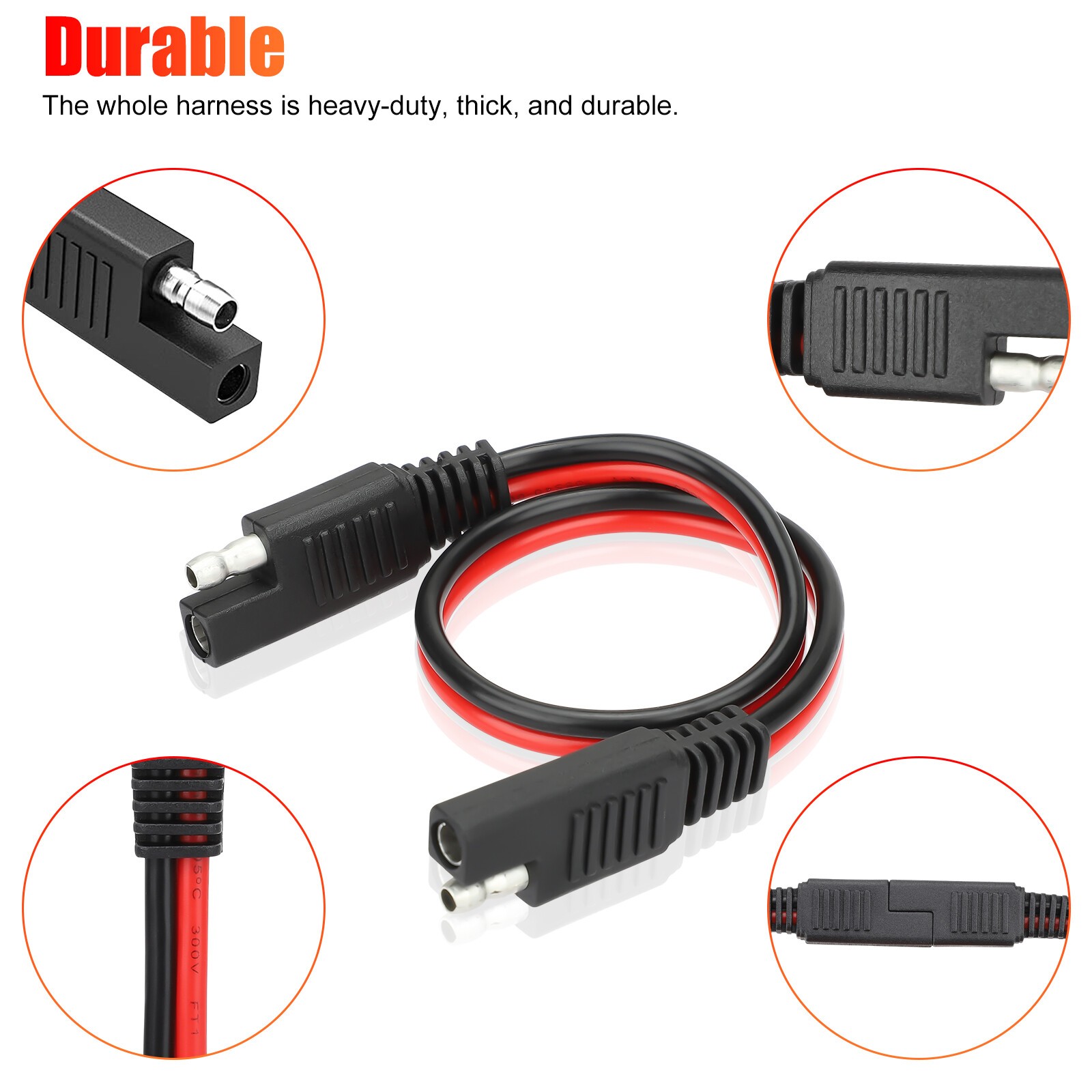 5x 12″ 2 Pin Quick Disconnect 14 Gauge Polarized Molded Connectors Power Cable