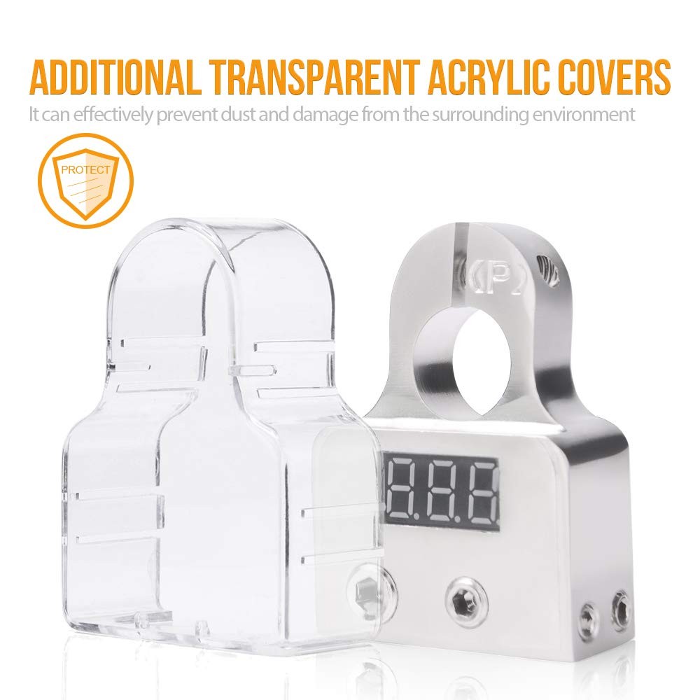 1 Pair Car Battery Terminal Connectors Voltmeter 0/4/8 AWG Positive Negative