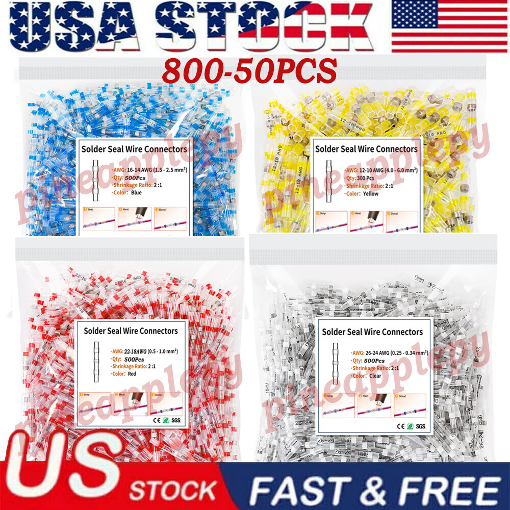 800PCS Solder Sealing Wire connectors with Heat Shrink Waterproof Docking Joints