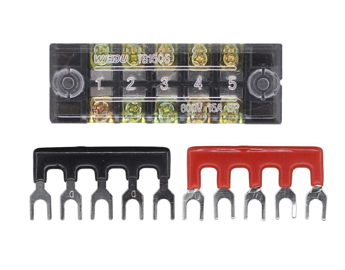 5 Set 5 Positions Dual Rows 600V 15A Wire Barrier Terminal Blocks Strip 5P USA