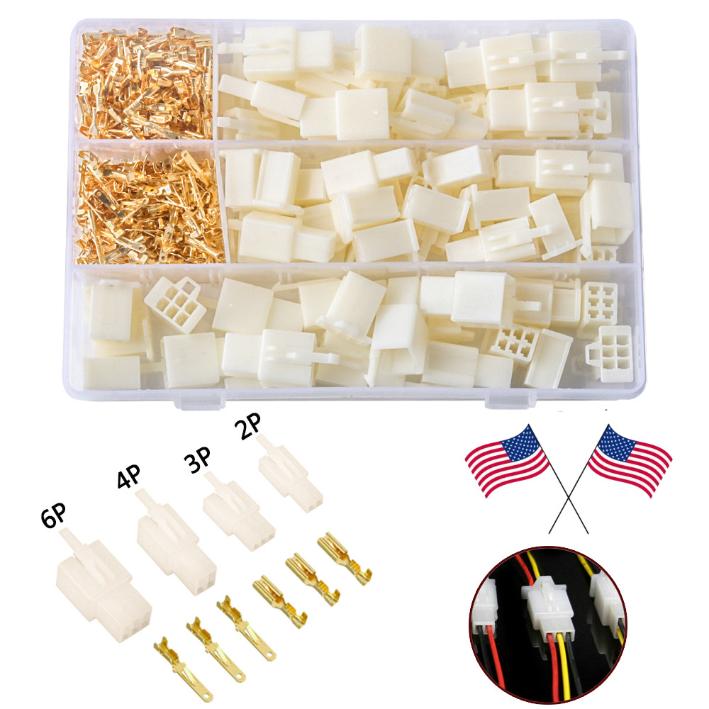 240pcs Motorcycle Car Electrical 2/3/4/6 Pin Wire Connectors 2.8mm Terminals Kit