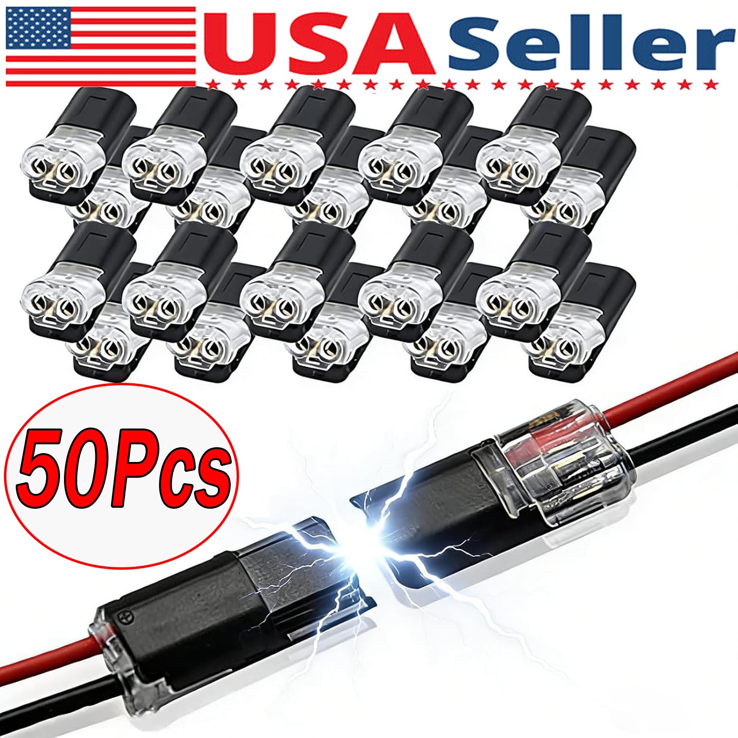 50pcs 2 Pin Waterproof Electrical Connector Car Automotive Wire Plug Terminal