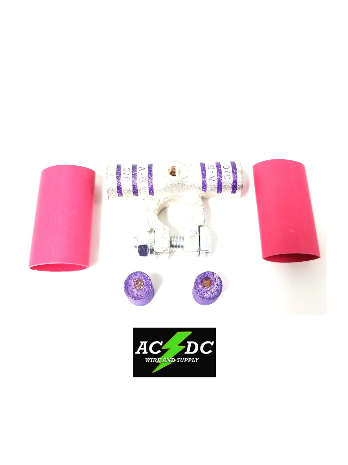 BATTERY FLAG TERMINAL 3/0 (POS) KIT WITH SOLDER PELLETS, SHRINK INCLUDED