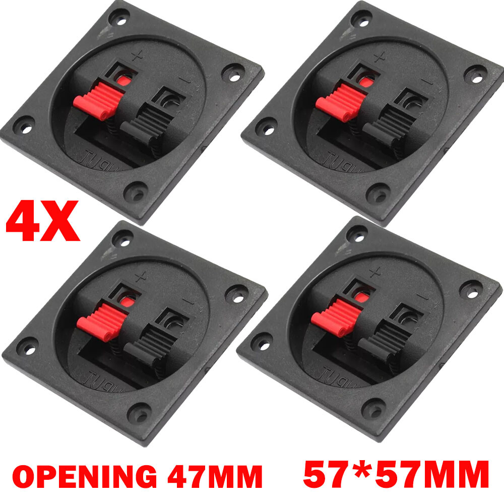 4PC Subwoofer 2Wire Way Square Speaker Box Sub Push Spring Terminal Connectors