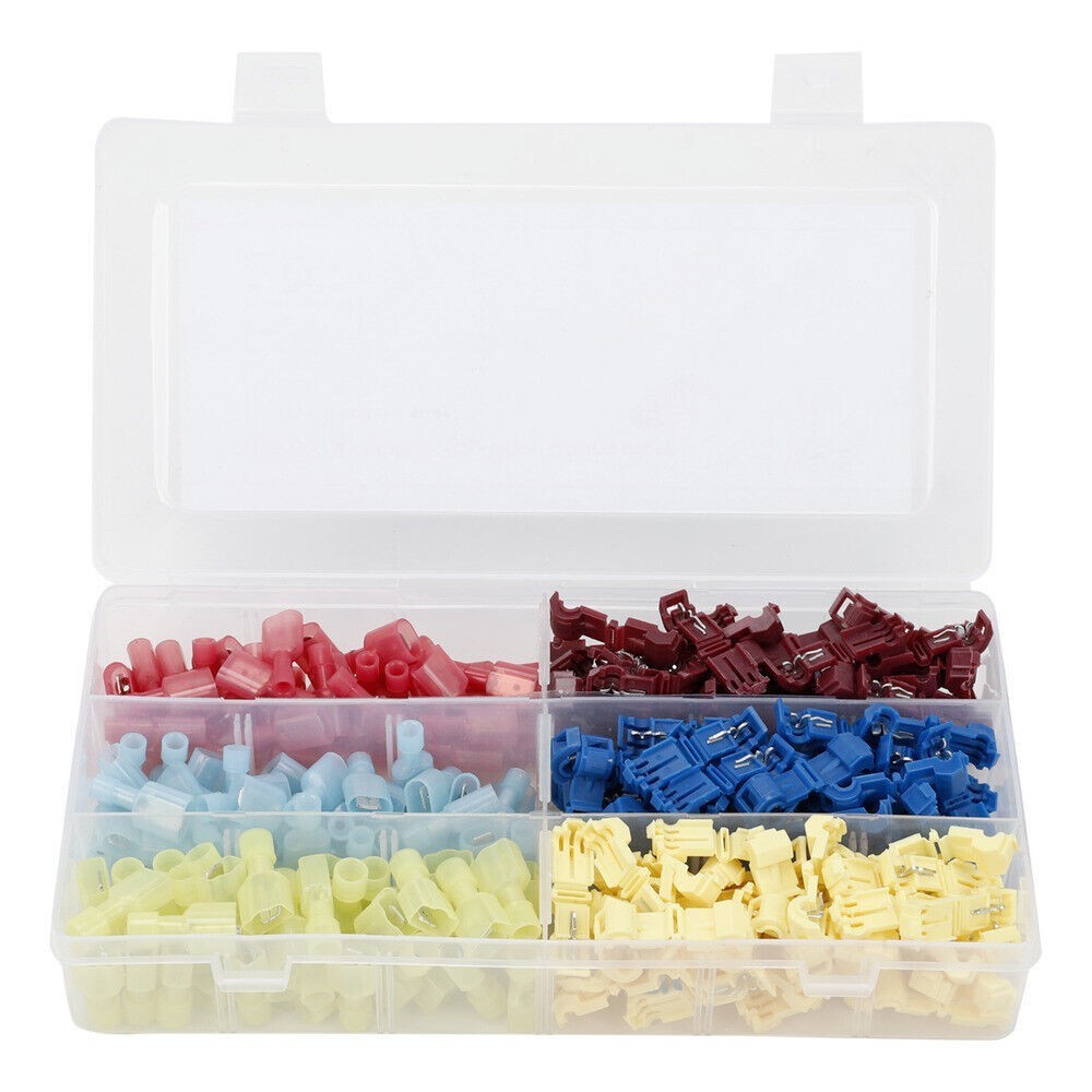240Pcs Quick Splice T-Tap Insulated Crimp Terminals Kit Spade Wire Connectors