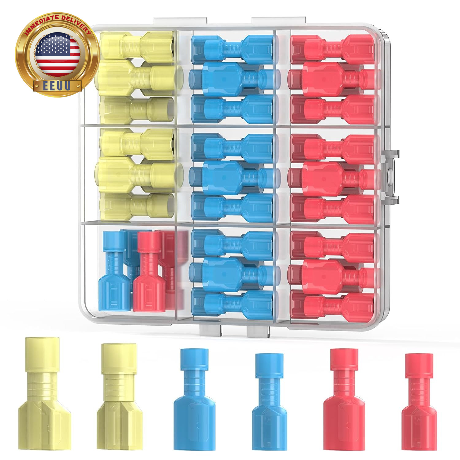 50 Pcs Electrical Male& Female Spade Connectors, 22-16 16-14 12-10 AWG Gauge Wir