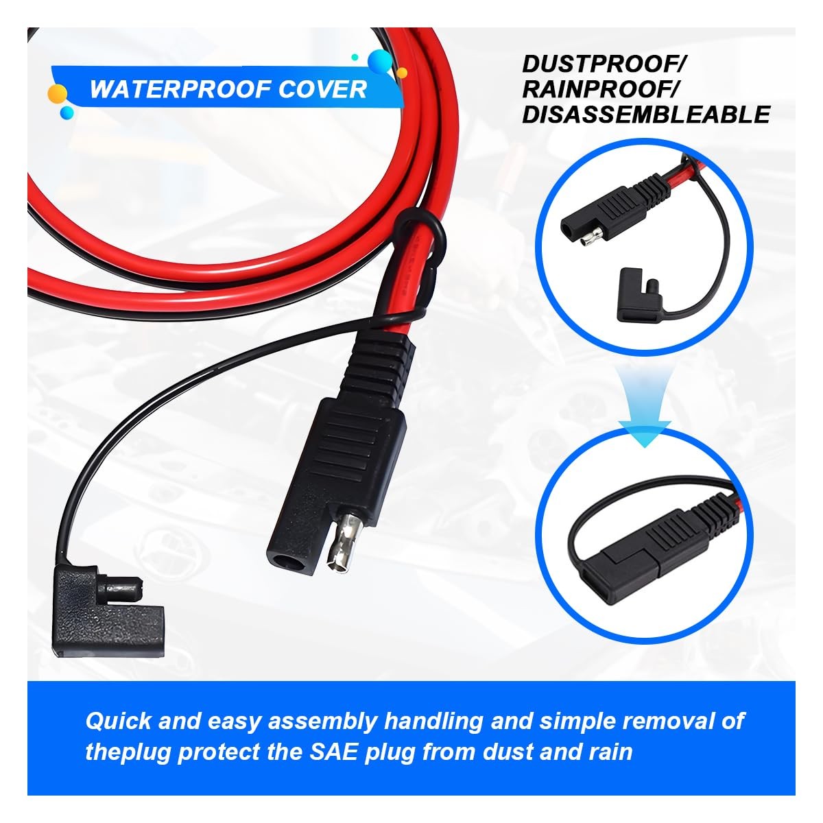 3.2FT 12V 14AWG Alligator Crocodile Clip to SAE Connector, Quick Release SAE …