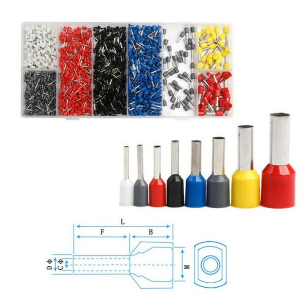 1200pcs Cable Wire Electrical Terminals Ferrule Crimper Plier Crimping Tool Kit