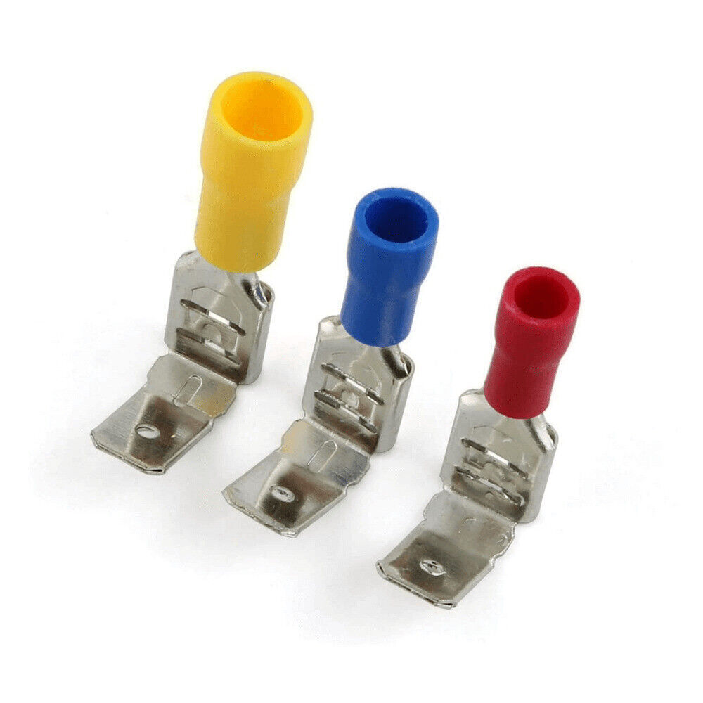 Terminals Red Blue Yellow Vinyl Insulated Piggy Back Wire Crimp Connectors Spade