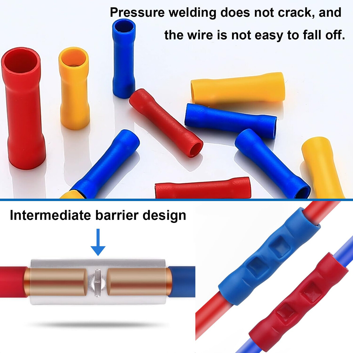 100~500x Insulated Straight Butt Cable Wire Connector Kit Splice Crimp Terminals