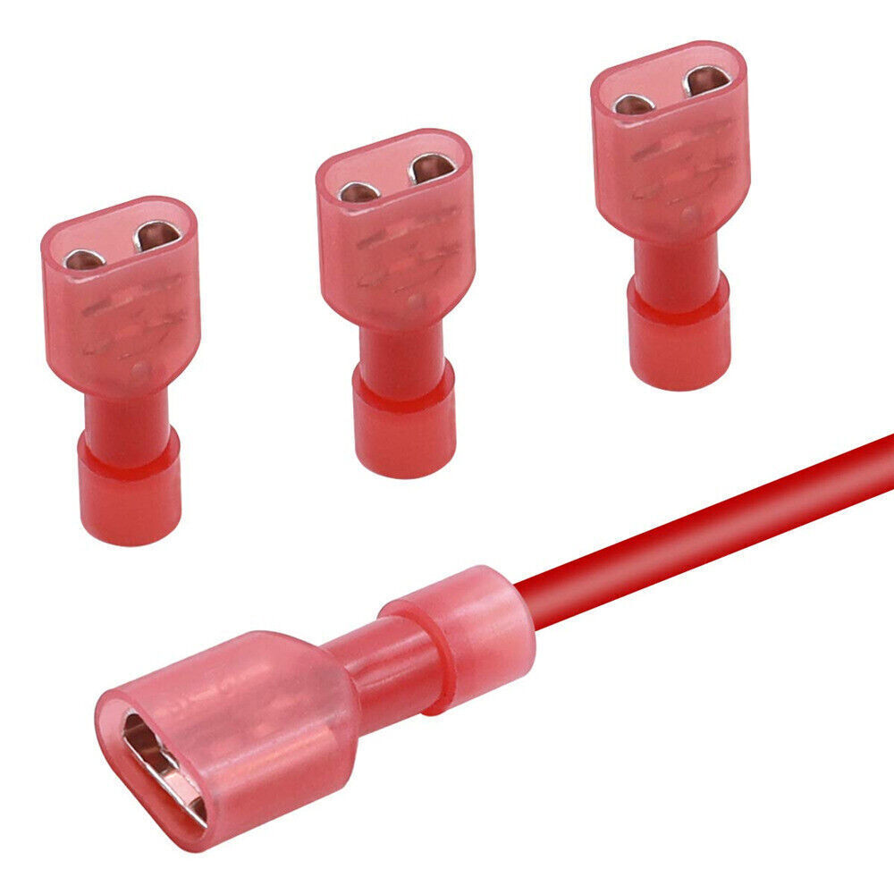 Red Nylon Insulated Spade Female / Male Crimp Connectors Terminal 22-16 AWG
