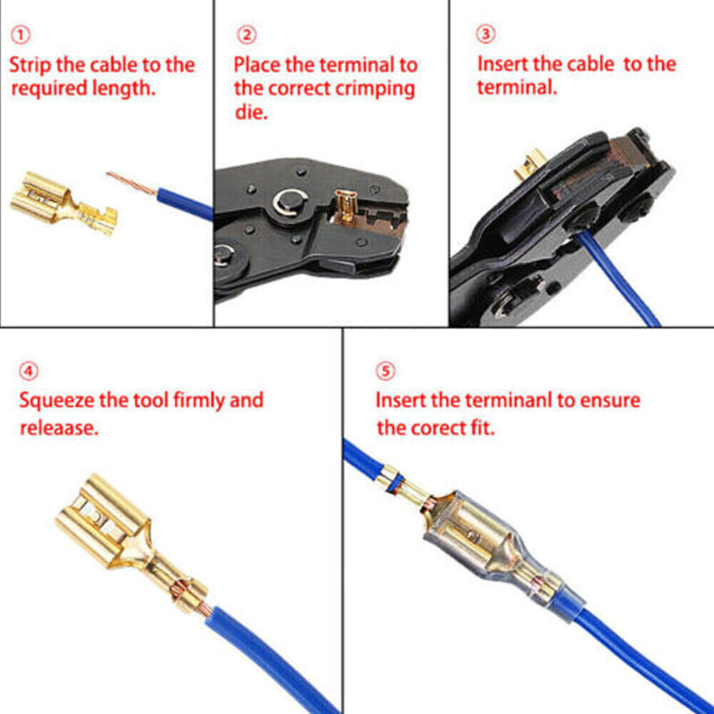 900Pcs Assorted Spade Crimp Terminals Kit Electrical Wire Connectors Male Female