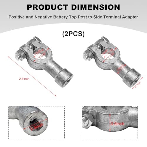 4PCS Car Battery Connectors, Positive and Negative Lead Top Post to Side 2 PCS