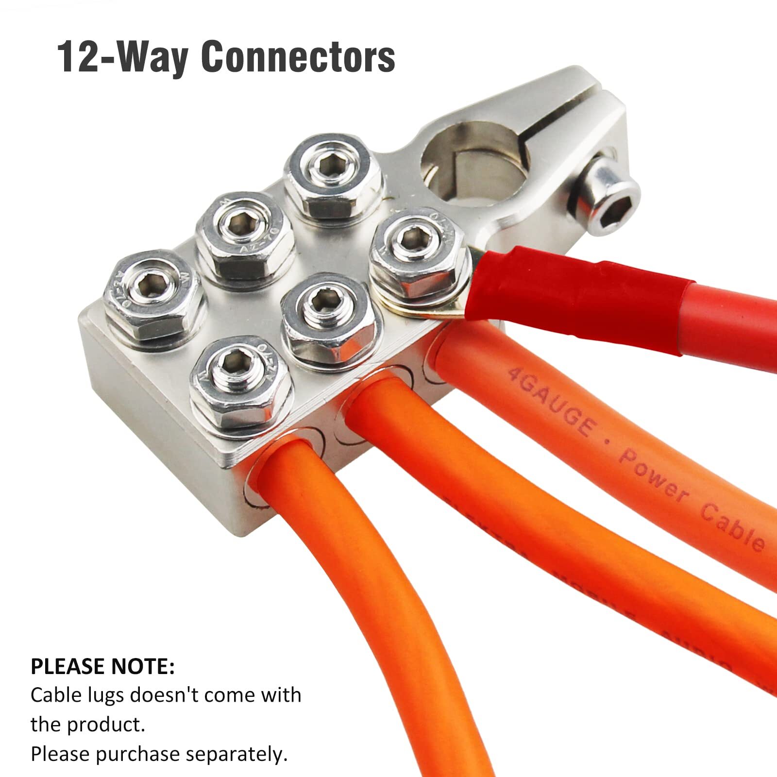 Battery Terminal Block 12-Way 8AWG to 4/0 AWG Positive/Negative Pair