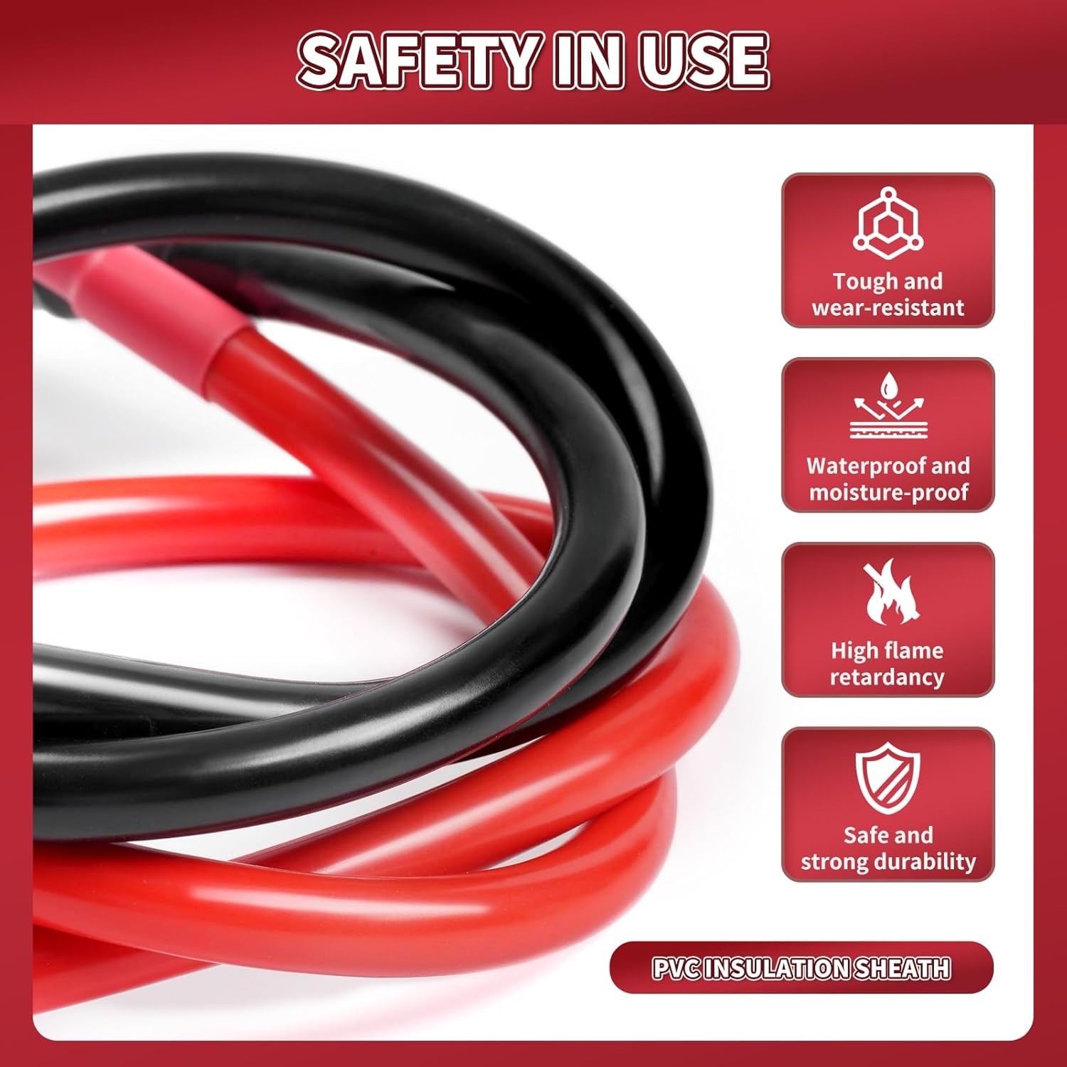 2 AWG Battery Cable 2 Pcs, 5.9 Inch Battery Cables with M8 Ring Terminals, Marin