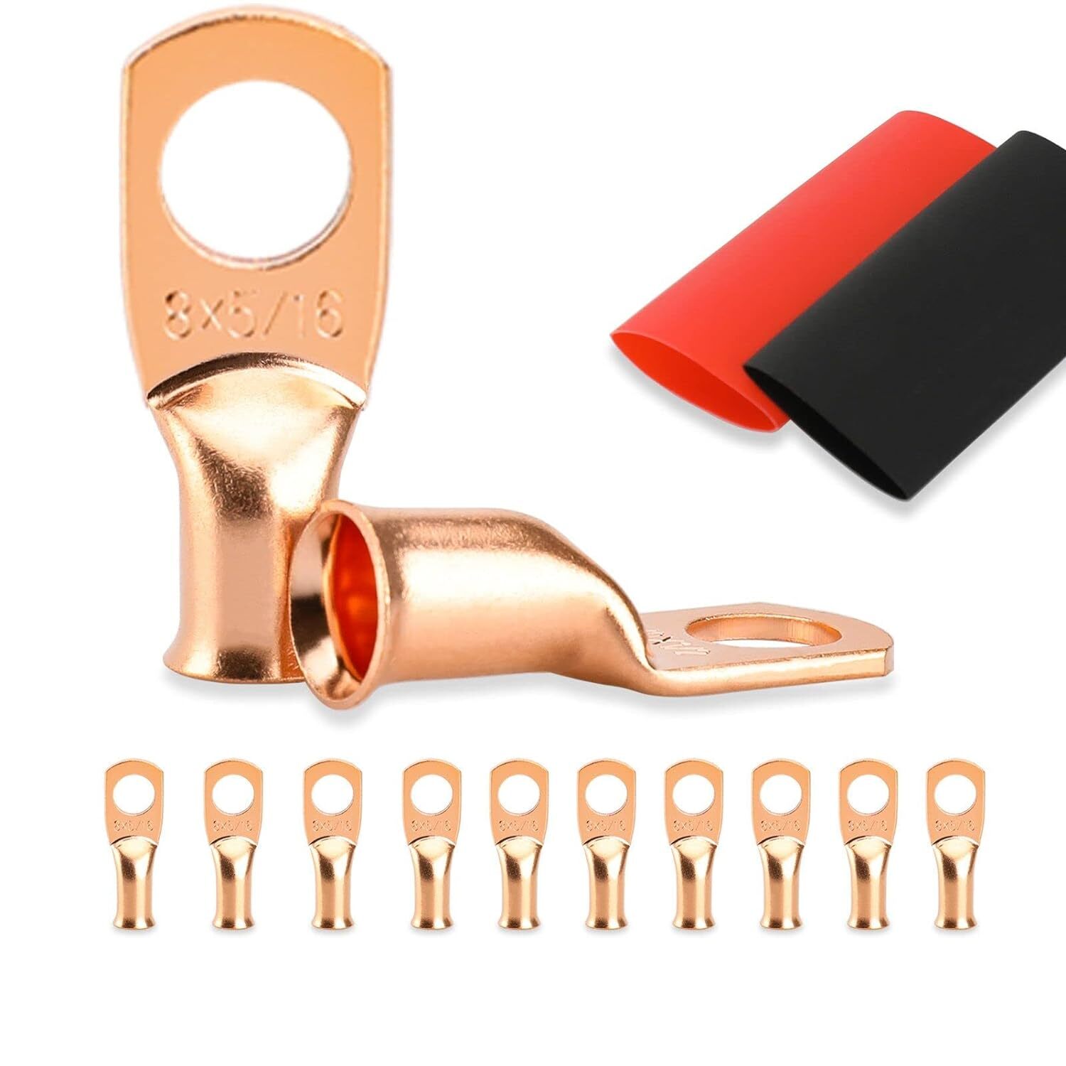 30/10PCS Copper Wire Lugs,Terminal Connectors,Bare Copper Eyelets,Ring Terminals