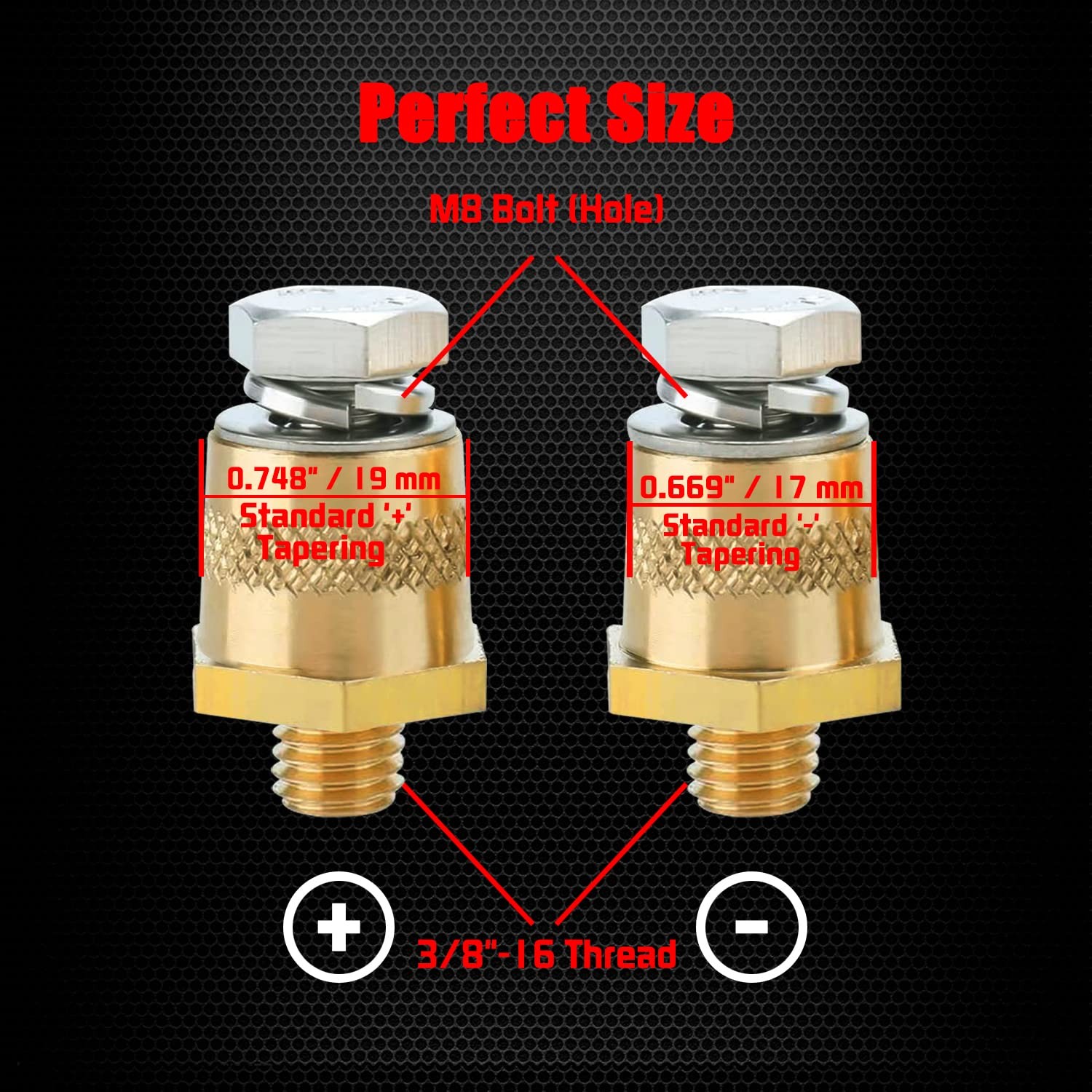 3/8″-16Thread Male Brass Side Post Battery Terminal Charging Posts Standard Side
