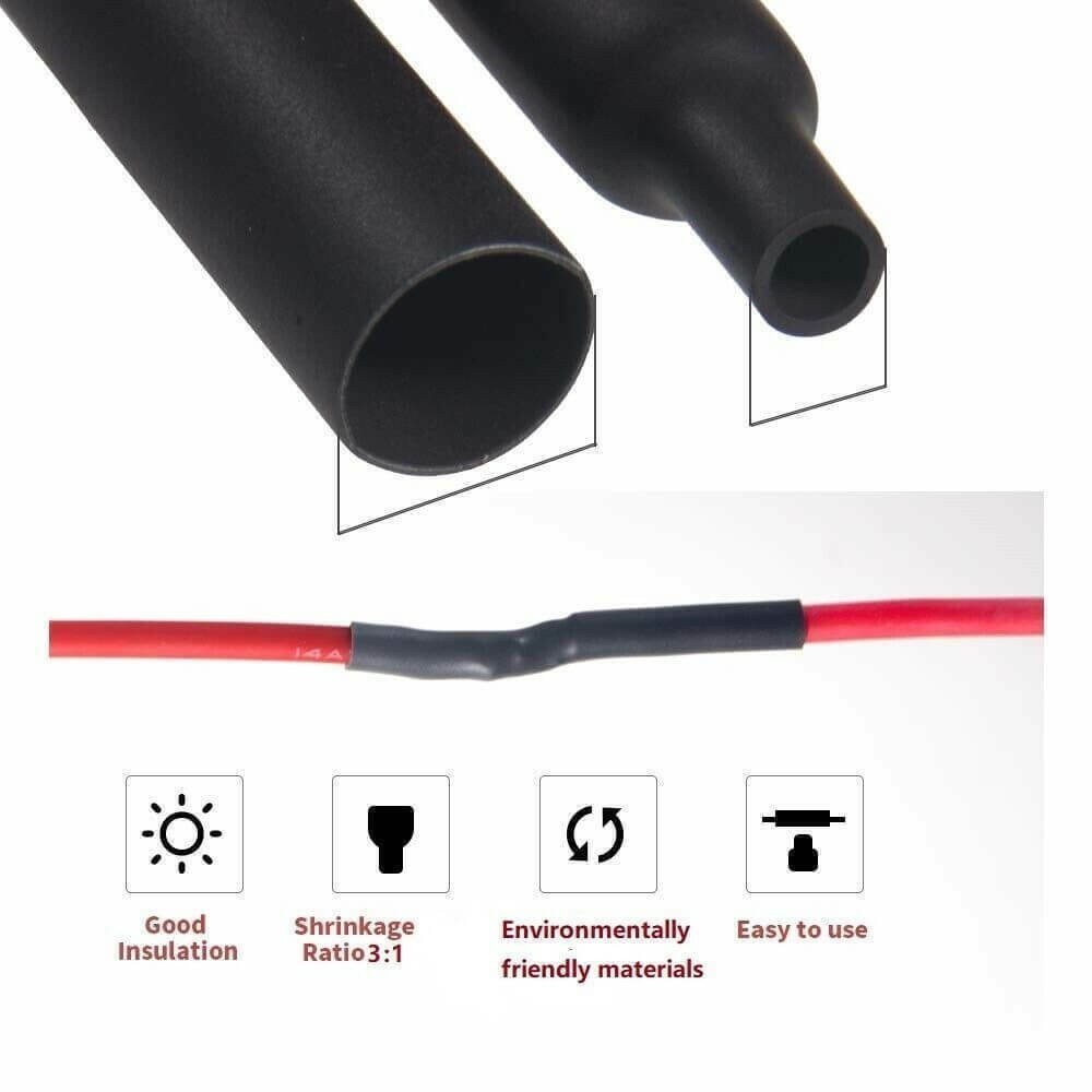5FT Black/Red/Clear Dual-Wall 3:1 Heat Shrink Tube Adhesive Glue Lined Wire Kit