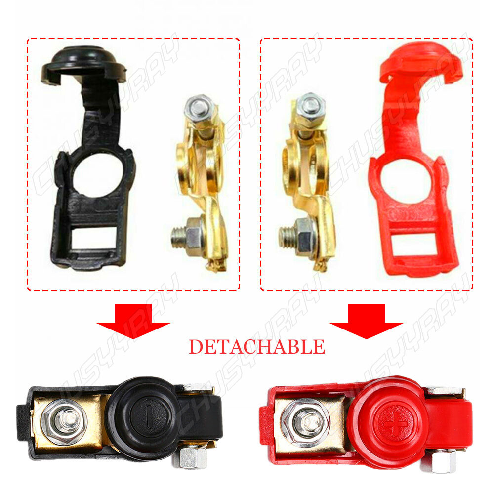 NEW Car Battery Terminal Connectors Clamp 2x Wire Lugs Cable Ends Copper Eyelet