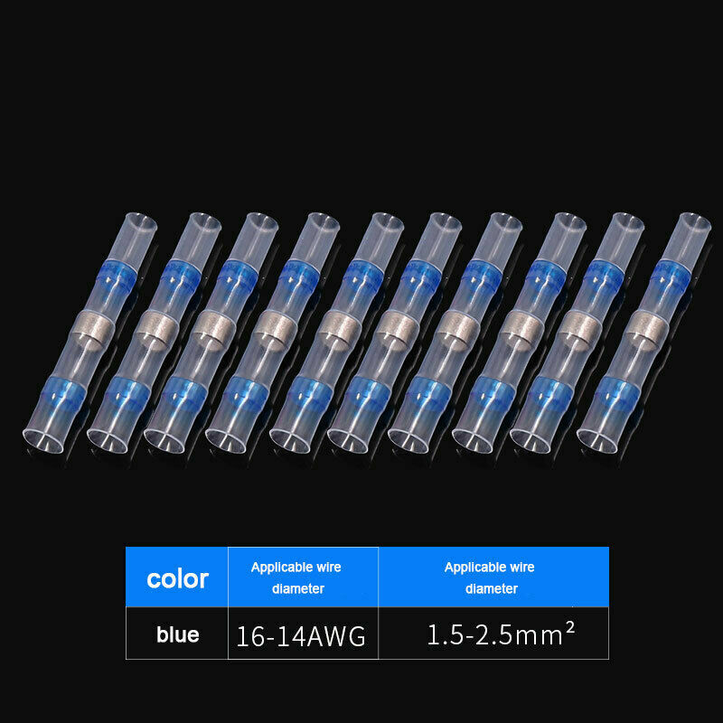 200PCS Waterproof Solder Seal Wire Splice Connectors Heat Shrink Butt Terminals