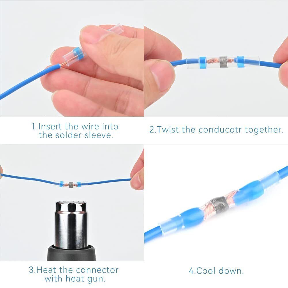 1000/50x Solder Seal Sleeve Heat Shrink Butt Wire Connector Waterproof Terminals