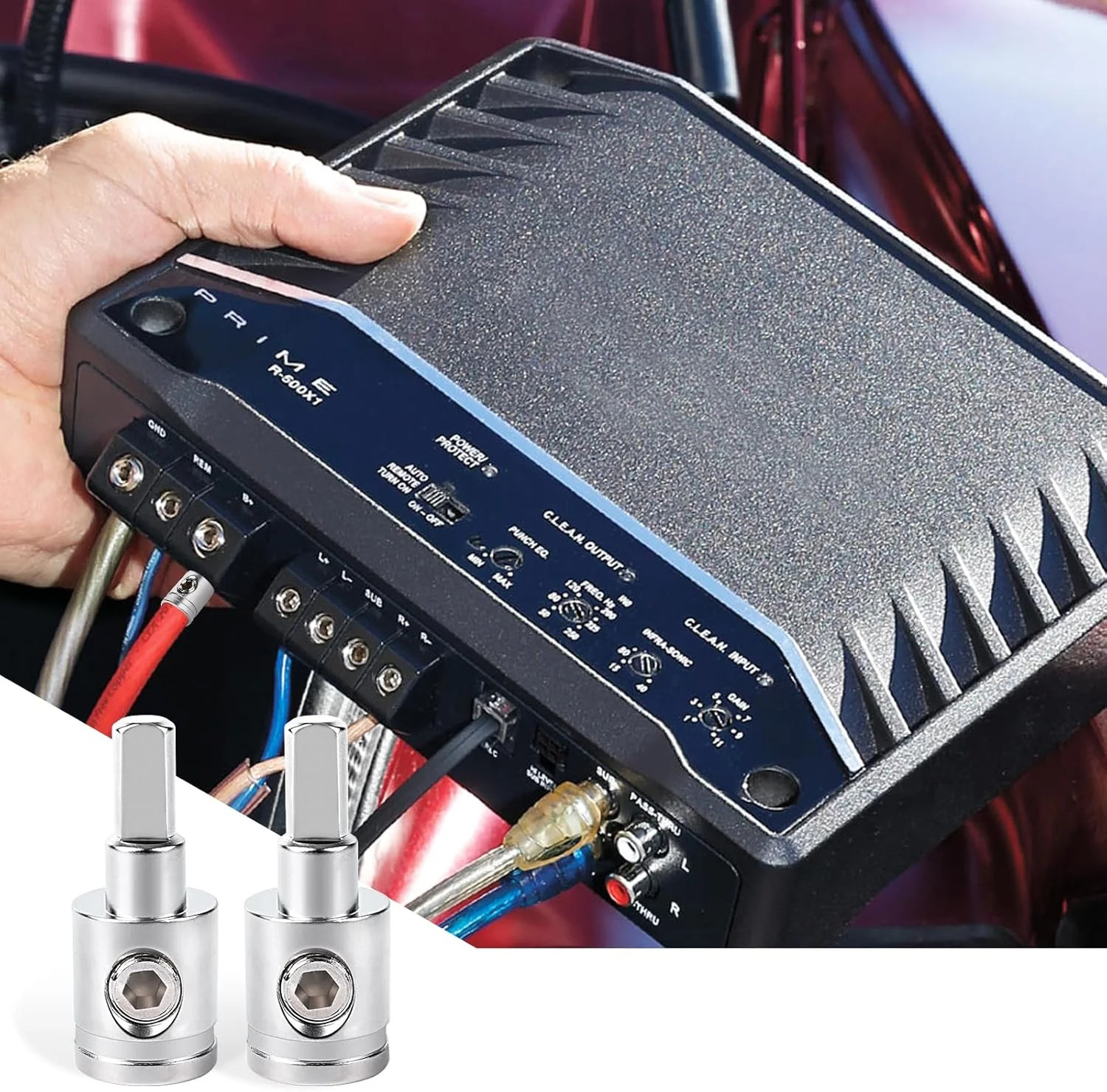 2PCS Heavy-Duty Car Stereo Audio Wire Reducer – 0 Gauge to 4 Gauge for Amp Input