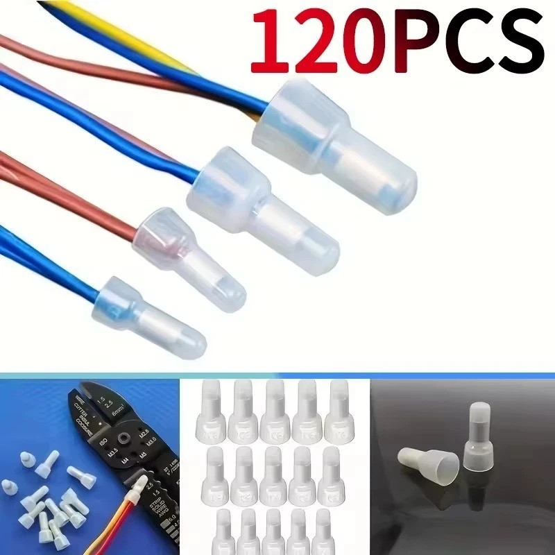 120pcs Closed End Crimp Cap Wire Connectors 22-16/16-14/12-10 AWG Terminals