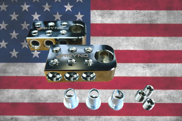 RHYNO 1/0 GAUGE SLIM STYLE BOLT DOWN BATTERY TERMINALS (PAIR)