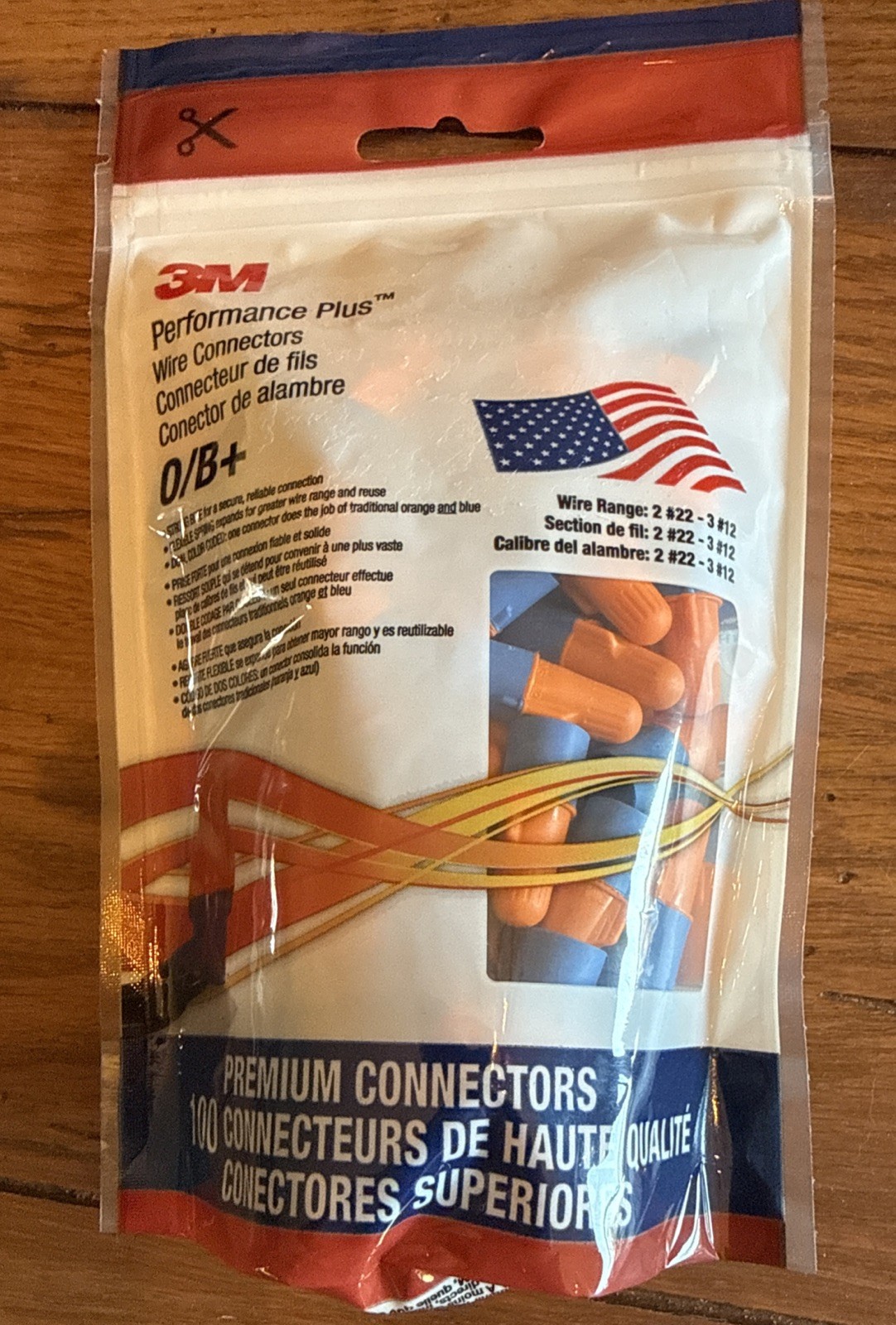 3M 054007-43152 TWIST-ON WIRE CONNECTOR O/B+, 2-#22~3-#12 AWG – Bag of 100