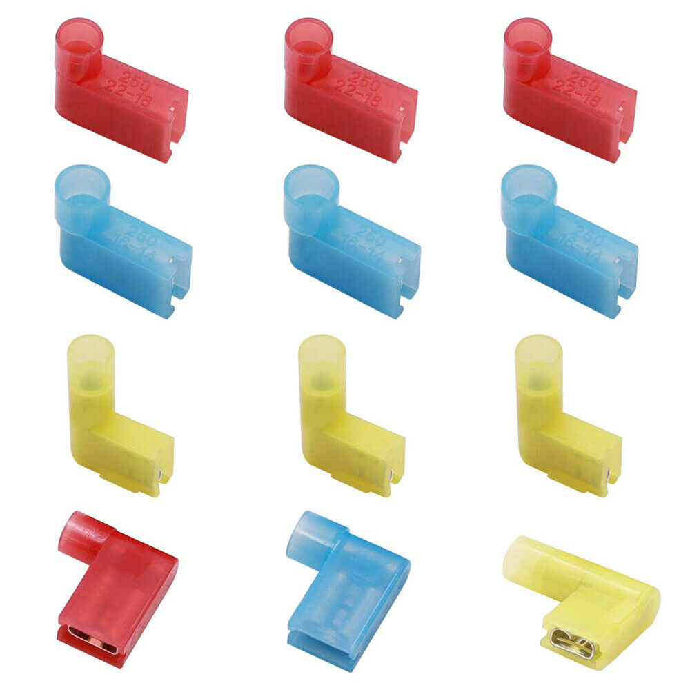 Blue/Yellow/Red Fully Insulated Right Angle Nylon Flag Spade Terminal Connector