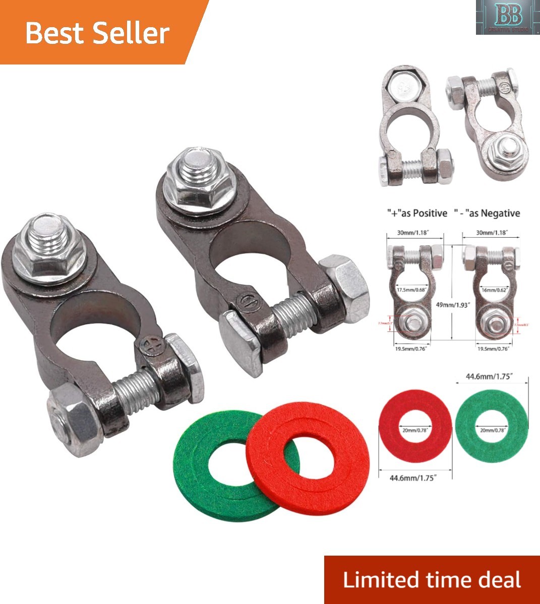 Ultimate Battery Terminal Set – Zinc Alloy with Anti-Corrosion for Boats & Cars