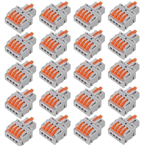 20Pcs 1 in 4 Lever Wire Connector Compact DIY Quick Connect Push-in Splitter