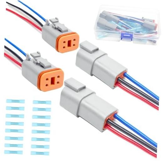 2 Kit Deutsch DT 4 pin Grey Male Female Wiring Harness Deutsch 2Set Grey 4Pin