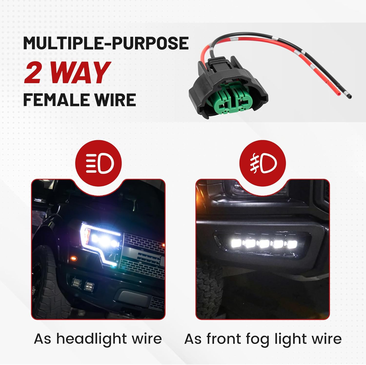 H8 H9 H11 880 881 Female Adapter Wire Connector Replace OEM Headlight Fog Light