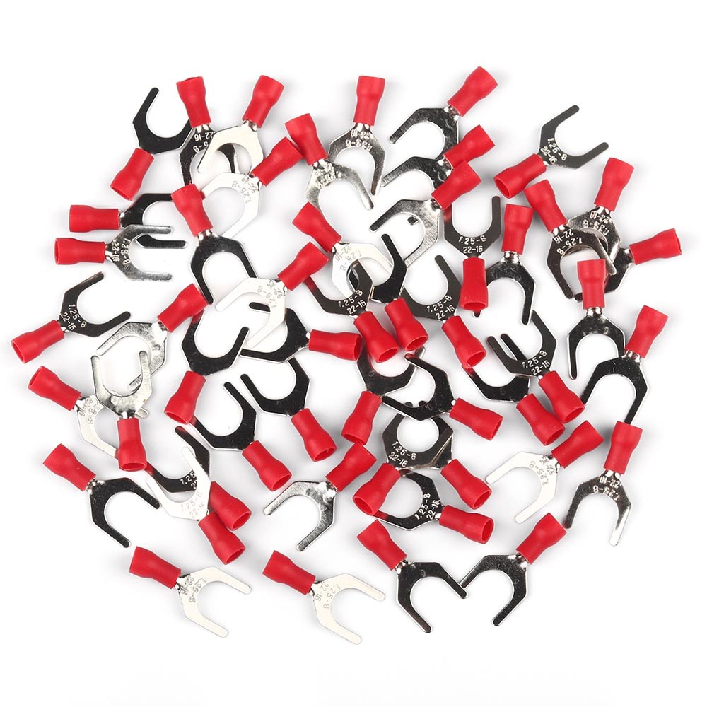 22-16 AWG Wire Cable Connector Insulated Fork Spade Terminal 5/16″ Red 50/100PCS