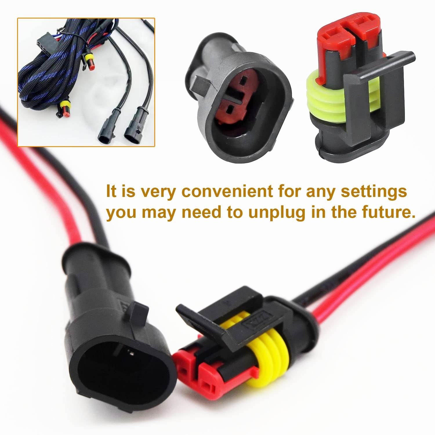 Twippo 25 Kit 2 Pin Connector Automotive Waterproof Connectors 22-16AWG 25Set