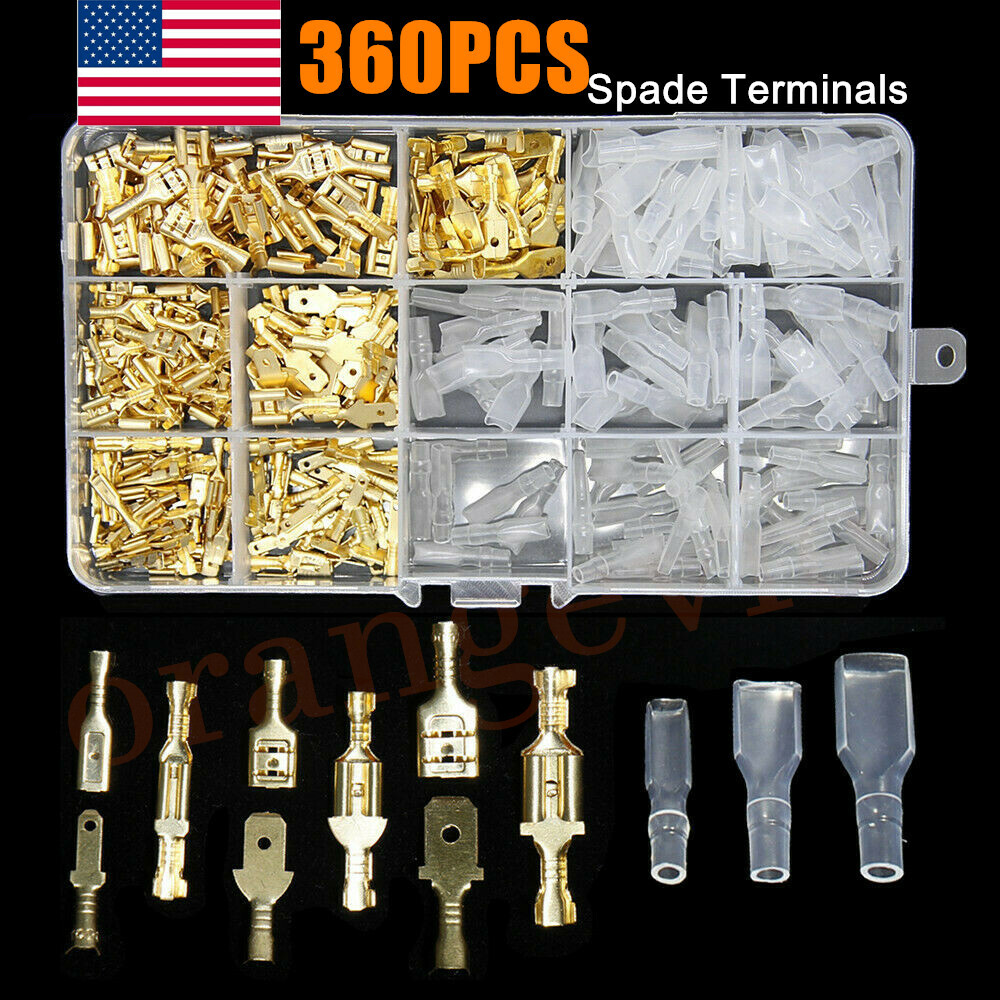 900X Assortment Terminals Kit Electrical Wire Crimp Connectors Male Female Spade