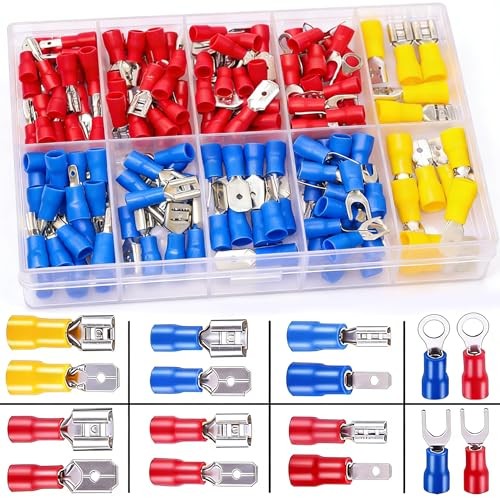 /Spade Crimp Connectors 2.8mm/4.8mm/6.3mm Male and Female Spade 125PCS