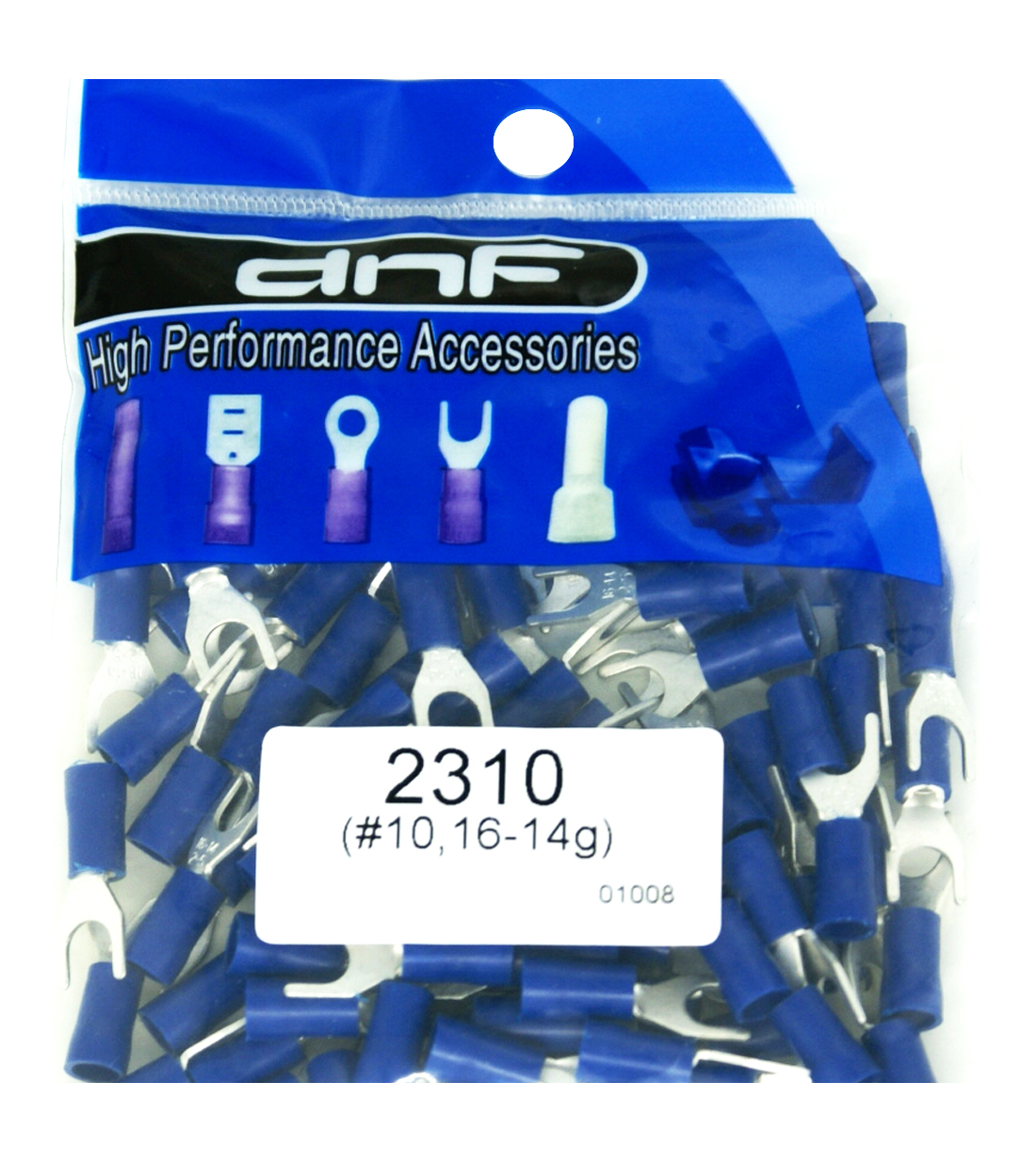 (100 PACK) 16-14 GAUGE BLUE SPADE FORK INSULATED ELECTRICAL TERMINALS #10